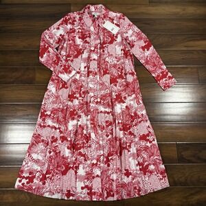 COS Women's Size US 8 Red White Tiger Print Button Down Collared Dress